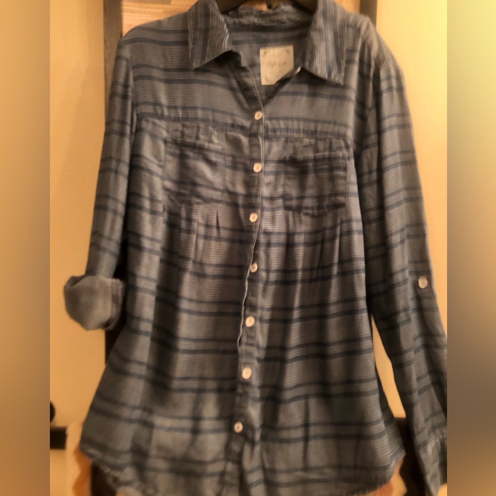 Style & Co Tencel Striped Shirt S